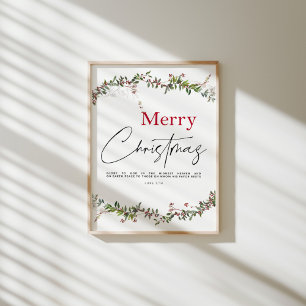 Grüne Aquarell Frohe Weihnachtsbrille Poster