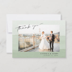 Grüne Aquarell-Hochzeit Dankeskarte