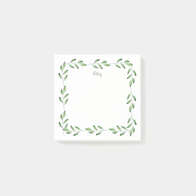 Grüne Aquarellbilder - Blätter Post-it Klebezettel (Vorderseite)
