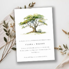 Grüne Aquarelleiche zum Hochzeitstag Einladung