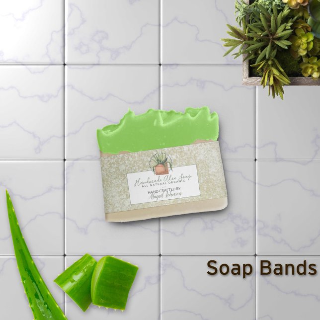 Grüne Aquarellfarben Aloe Handgemachte Seifenband  Einladungsbanderole (Von Creator hochgeladen)