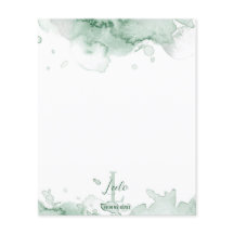 Grüne Aquarellfarben-Monogramm und Namensstationie