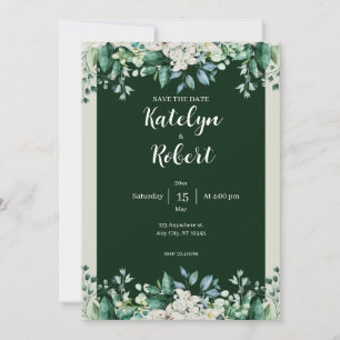 Grüne Aquarellfarbenpalette der Hochzeit von Liebe Einladung