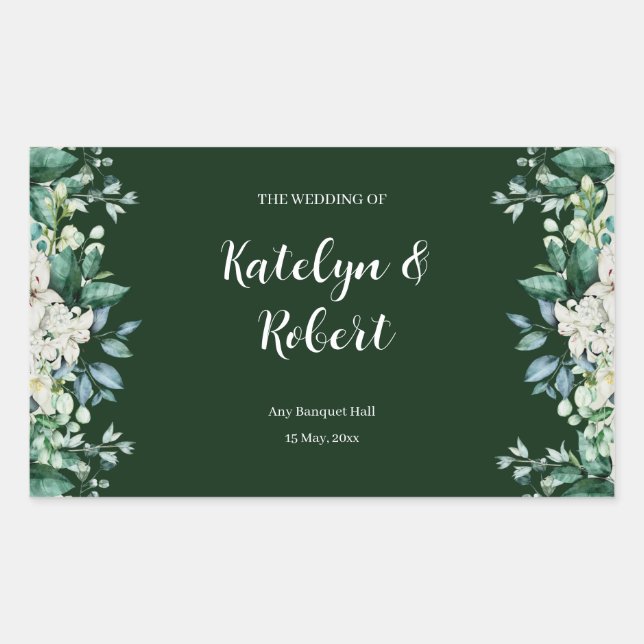 Grüne Aquarellfarbenpalette der Hochzeit von Liebe Rechteckiger Aufkleber (Vorderseite)