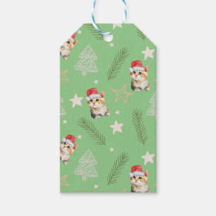 Grüne Aquarellkatze Weihnachten Weihnachten Geschenkanhänger