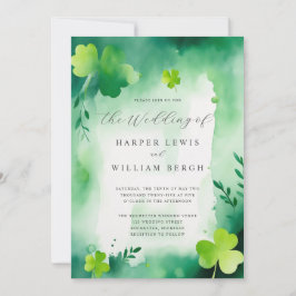 Grüne Aquarellklee waschen Hochzeit Einladung