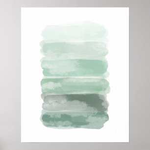 Grüne Aquarellpinsel Schlaganfälle Poster