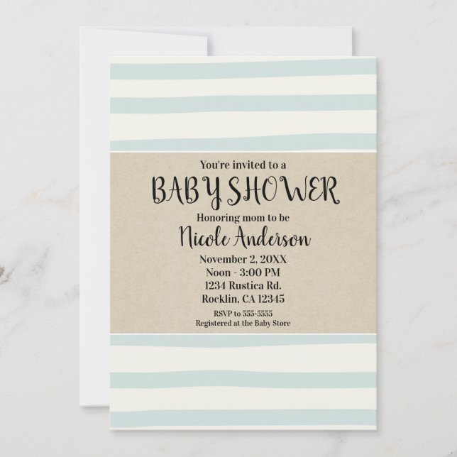 Grüne Aquarellstreifen Babydusche Moderne Kraft Einladung (Vorderseite)