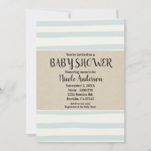 Grüne Aquarellstreifen Babyparty Moderne Kraftpapi Einladung