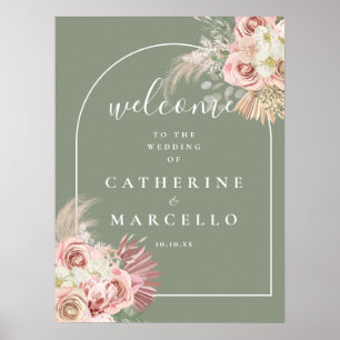 Grüne Arche Pampas Grass Hochzeit Begrüßungszeiche Poster