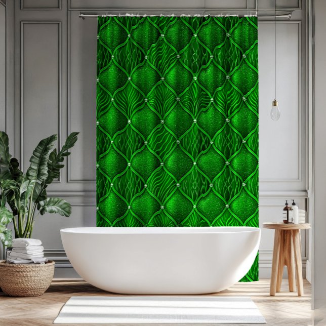 Grüne Art Deco Glamour-Muster Duschvorhang (Von Creator hochgeladen)