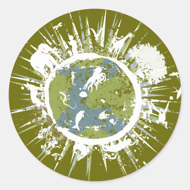 Grüne Aufkleber am Earth Day (Vorderseite)