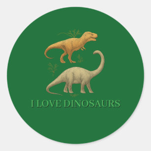 Grüne Aufkleber - Ich liebe Dinosaurier