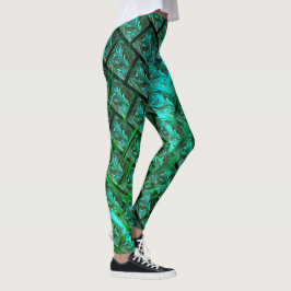 'Grüne Augen im Gitter', gekratzt und verschwommen Leggings