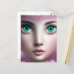 Grüne Augen in rosa Wolken Postkarte