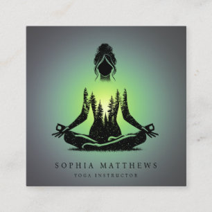 Grüne Aura-Meditations-Yoga-Quadrat-Geschäftskarte Quadratische Visitenkarte