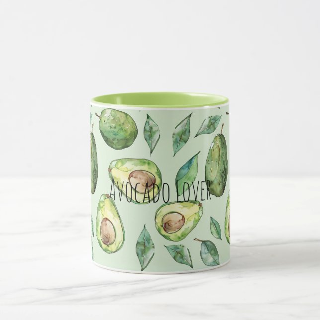 Grüne Avocados und Blätter Tasse (Zentrum)