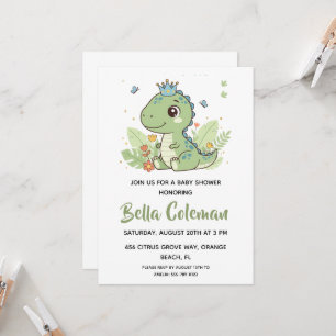 Grüne Baby-Dinosaurier-Baby-Shower-Einladungen Einladung