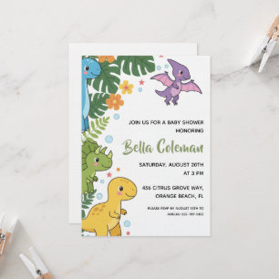 Grüne Baby-Dinosaurier-Baby-Shower-Einladungen Einladung