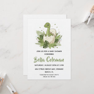 Grüne Baby-Dinosaurier-Baby-Shower-Einladungen Einladung