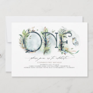 Grüne Baby Einladung zum 1. Geburtstag - neutral