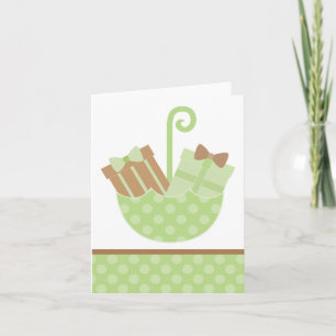 Grüne Baby-Geschenke im Regenschirm Karte