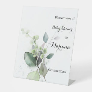 Grüne Babydusche Begrüßungszeichen Sockelschild
