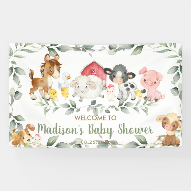 Grüne Babydusche für Landtiere Begrüßung Hintergru Banner (Horizontal)