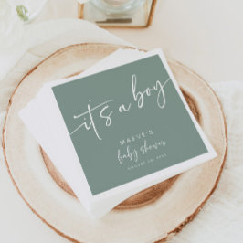 Grüne Babydusche Papier Napkins Moderner Junge Serviette