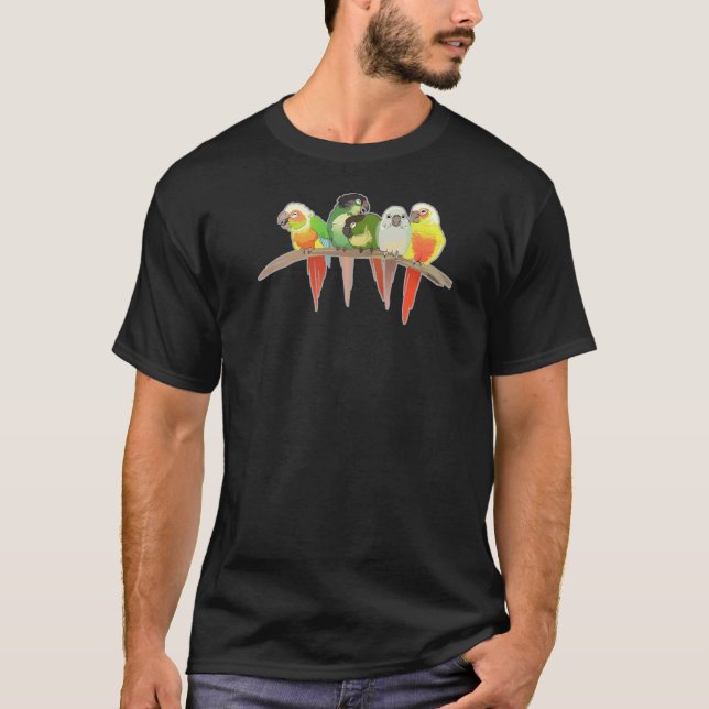 Grüne Backe Conures T-Shirt (Vorderseite)