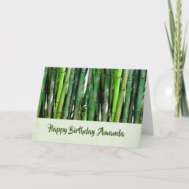 Grüne Bamboo Stalks Naturfotografie Geburtstag Karte (Vorderseite)