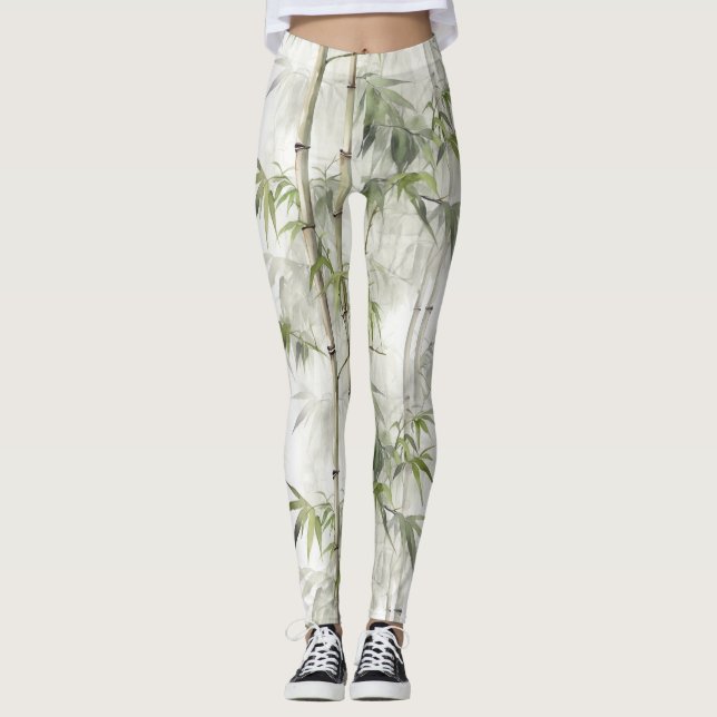 Grüne Bambus Serenität Leggings (Vorderseite)