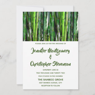 Grüne Bambusstangen Naturfotografie Hochzeit Einladung