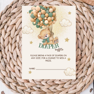 Grüne Bären Ballons Babyparty Windel-Raffle Begleitkarte
