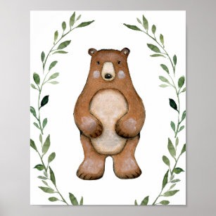 Grüne Bären Waldtiere Kinderzimmer Mauer Kunst Poster