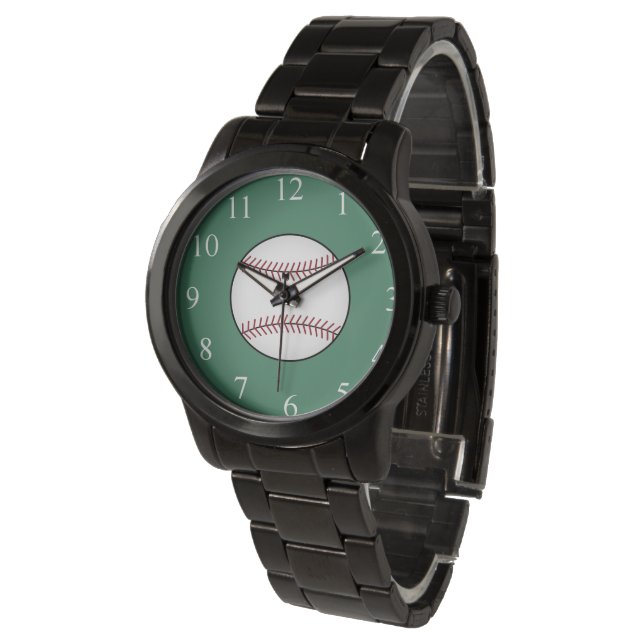 Grüne Baseballuhr Geschenk Armbanduhr (Schrägansicht)