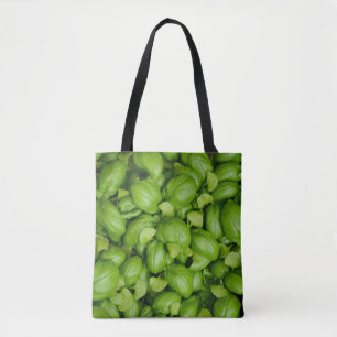 Grüne Basilikum-Blätter Tasche