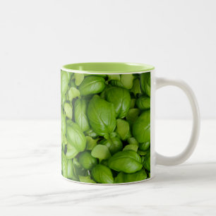 Grüne Basilikum-Blätter Zweifarbige Tasse