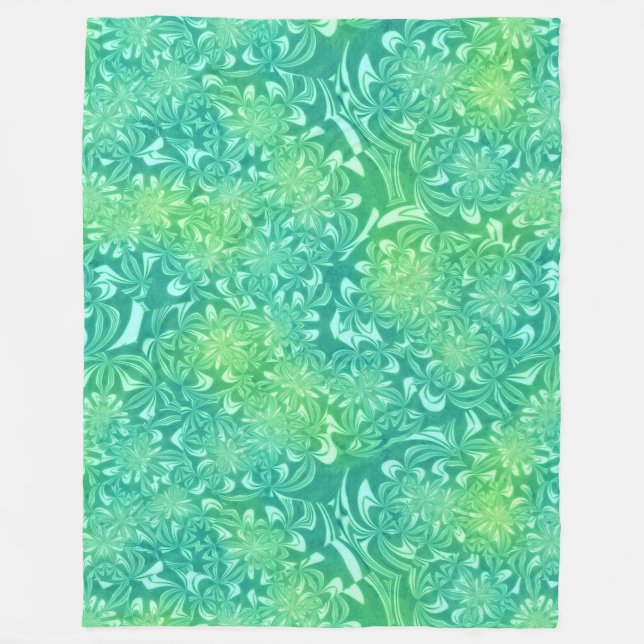 grüne Batik-Blumen-Decke Fleecedecke (Vorderseite)