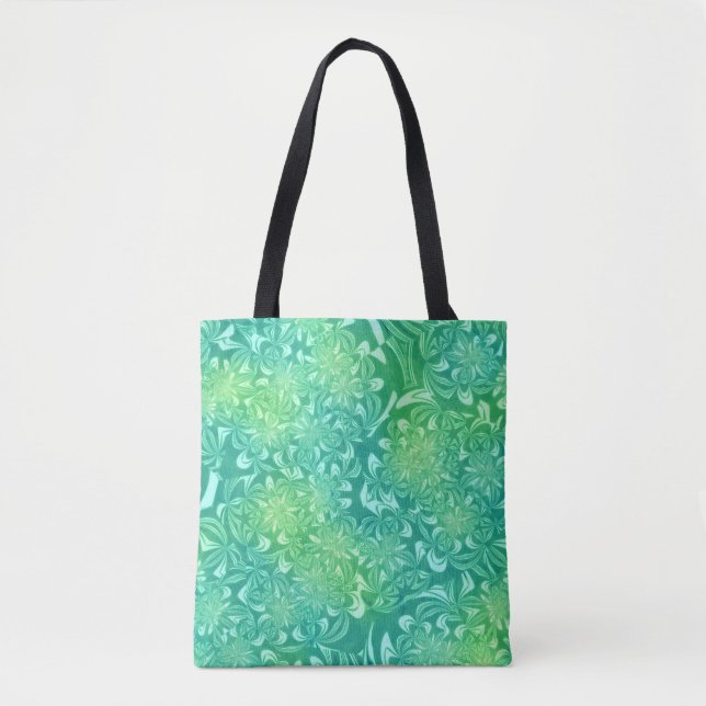 grüne Batik-Blumen-Tasche Tasche (Vorderseite)