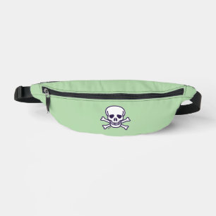 Grüne Bauchtasche mit Totenkopf und Knochen