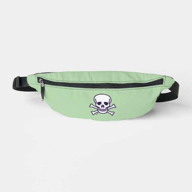 Grüne Bauchtasche mit Totenkopf und Knochen (Vorderseite)