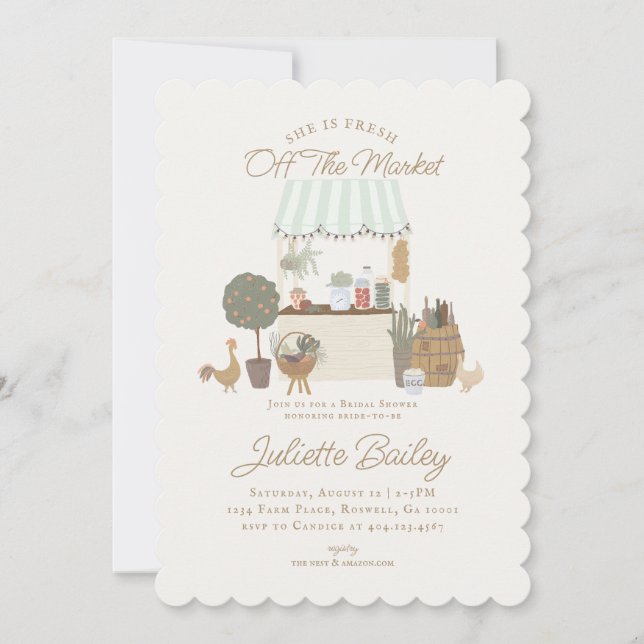 Grüne Bauern Markt Farm Bridal Dusche Einladung (Vorderseite)