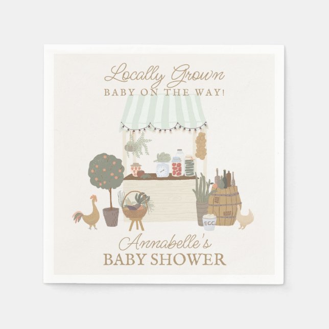 Grüne Bauern Markt Frische Babydusche Serviette (Vorderseite)
