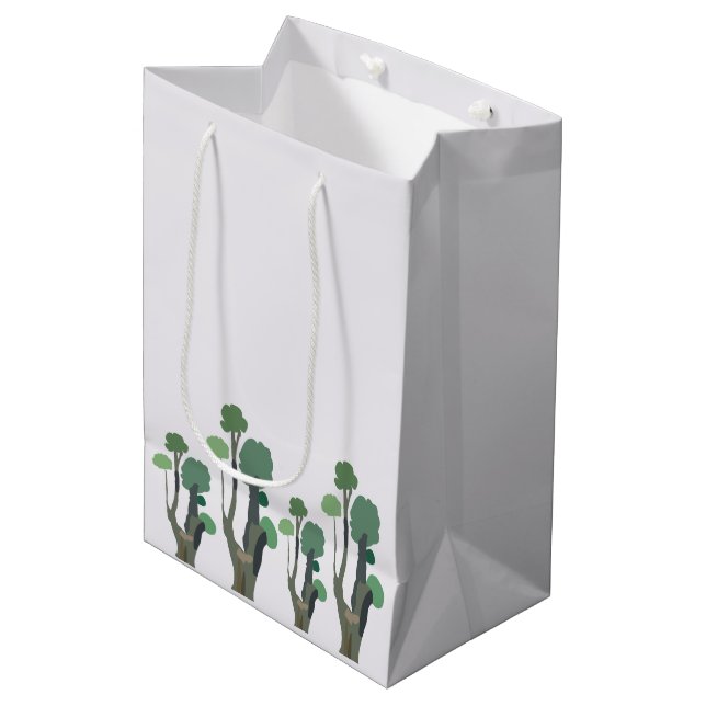 Grüne Bäume Mittlere Geschenktüte (Vorderseite Schrägansicht)