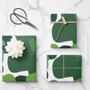 Grüne Bäume Modernes tropisches Regenwaldmuster Geschenkpapier Set