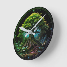 Grüne Bäume Runde Wanduhr