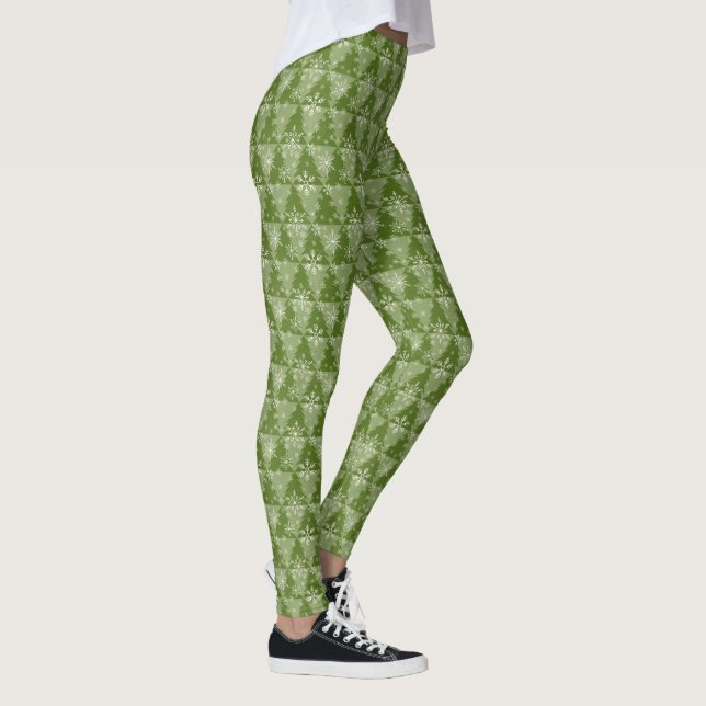 Grüne Bäume Weihnachten Sweater Strick Urlaub Neuj Leggings (Rechts)