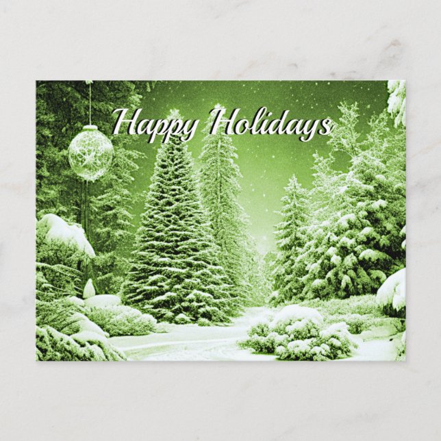 Grüne Bäume Weihnachtsbälle Weihnachtszeit Postkar Postkarte (Vorderseite)