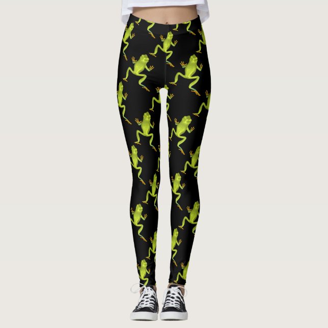 Grüne Baumfrösche Leggings (Vorderseite)